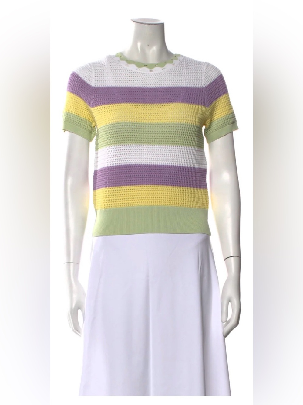 Sandro Striped Pastel Knit Short-Sleeve Top size S